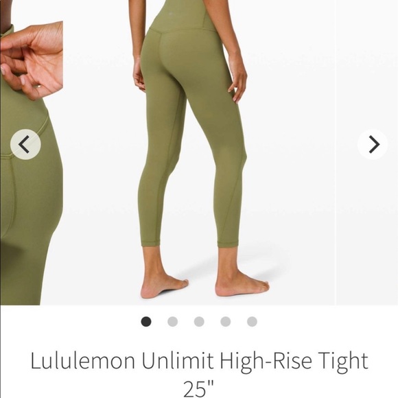 lululemon athletica Pants - Lululemon Unlimit high rise leggings 25” bronze green side 4 nulu